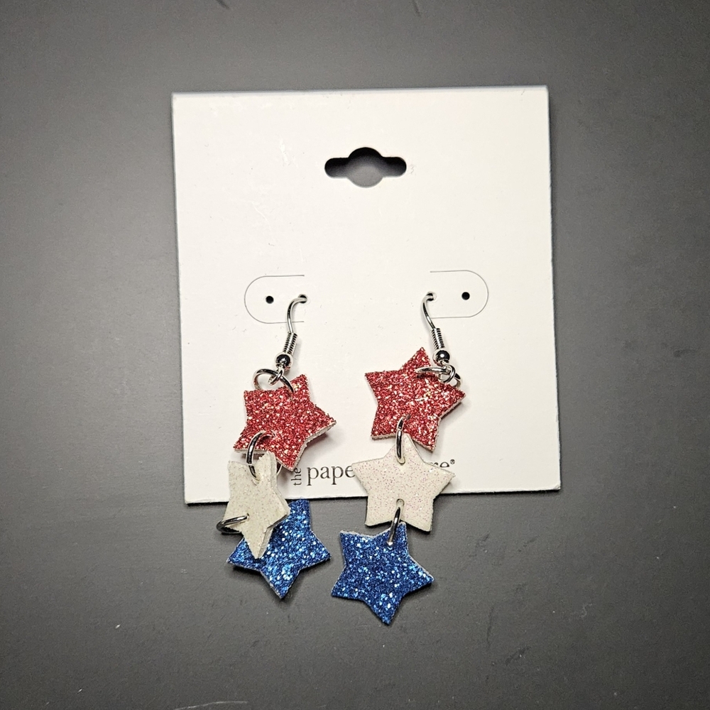 The Paper Store Red/White/Blue Star Earrings - NWT